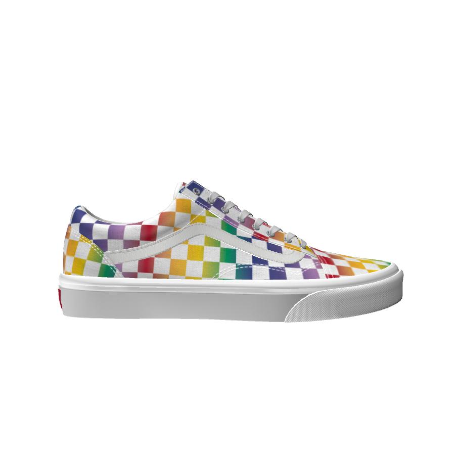 low top rainbow checkered vans